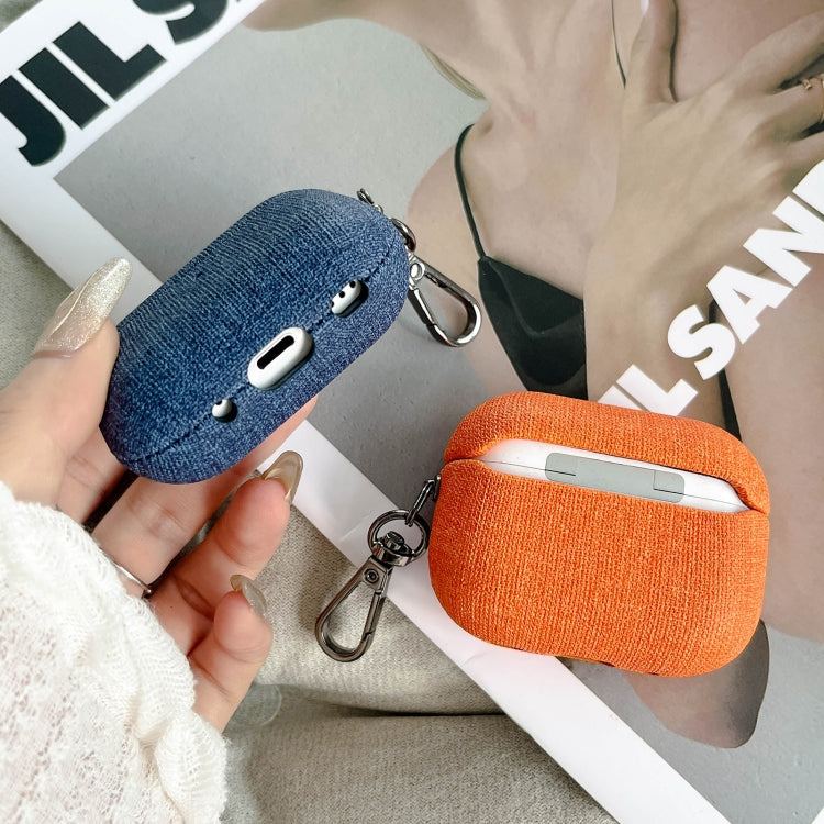 For AirPods 4 Fine Cloth Texture Earbuds Box PC Case with Hook(Dark Grey) - For AirPods 4 by PMC Jewellery | Online Shopping South Africa | PMC Jewellery | Buy Now Pay Later Mobicred