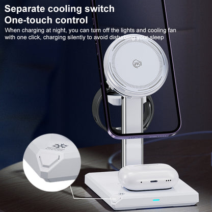 WK WP-U176 15W 4 in 1 Magnetic Cooling Wireless Charging Holder(White) - Wireless Charger by WK | Online Shopping South Africa | PMC Jewellery | Buy Now Pay Later Mobicred