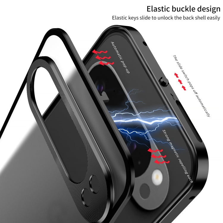 For Google Pixel 9 / 9 Pro Snap Buckle Metal Frame Frosted Phone Case(Black) - Google Cases by PMC TechLife | Online Shopping South Africa | PMC TechLife | Buy Now Pay Later Mobicred