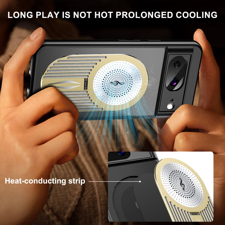 For Google Pixel 8 Heat Dissipation Aromatherapy MagSafe Holder Phone Case(Gold) - Google Cases by PMC TechLife | Online Shopping South Africa | PMC TechLife | Buy Now Pay Later Mobicred