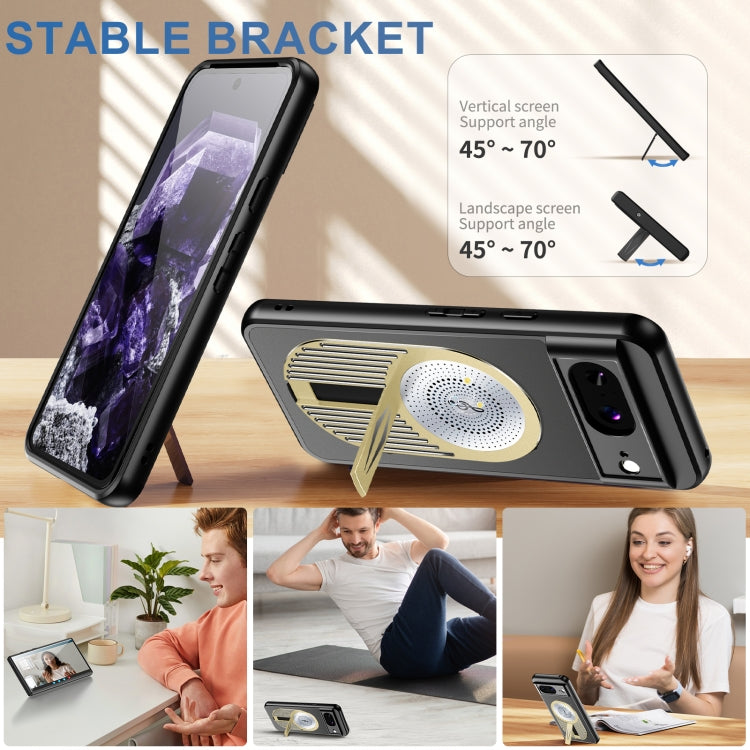 For Google Pixel 8 Heat Dissipation Aromatherapy MagSafe Holder Phone Case(Gold) - Google Cases by PMC TechLife | Online Shopping South Africa | PMC TechLife | Buy Now Pay Later Mobicred