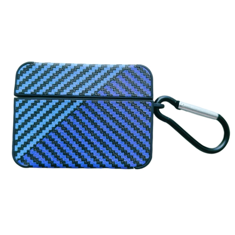 For AirPods 3 Carbon Fibre Texture PU Earbuds Box PC Case with Hook(Dark Blue) - For AirPods 3 by PMC Jewellery | Online Shopping South Africa | PMC Jewellery | Buy Now Pay Later Mobicred