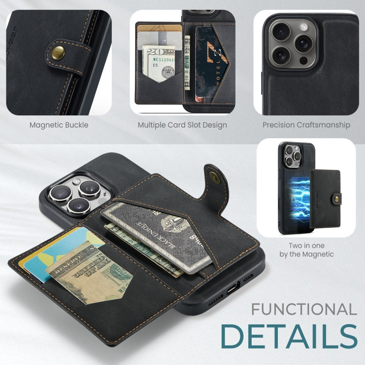 For iPhone 16 Pro Max JEEHOOD J01 Retro Magnetic Detachable Wallet Phone Case(Black) - iPhone 16 Pro Max Cases by JEEHOOD | Online Shopping South Africa | PMC Jewellery | Buy Now Pay Later Mobicred