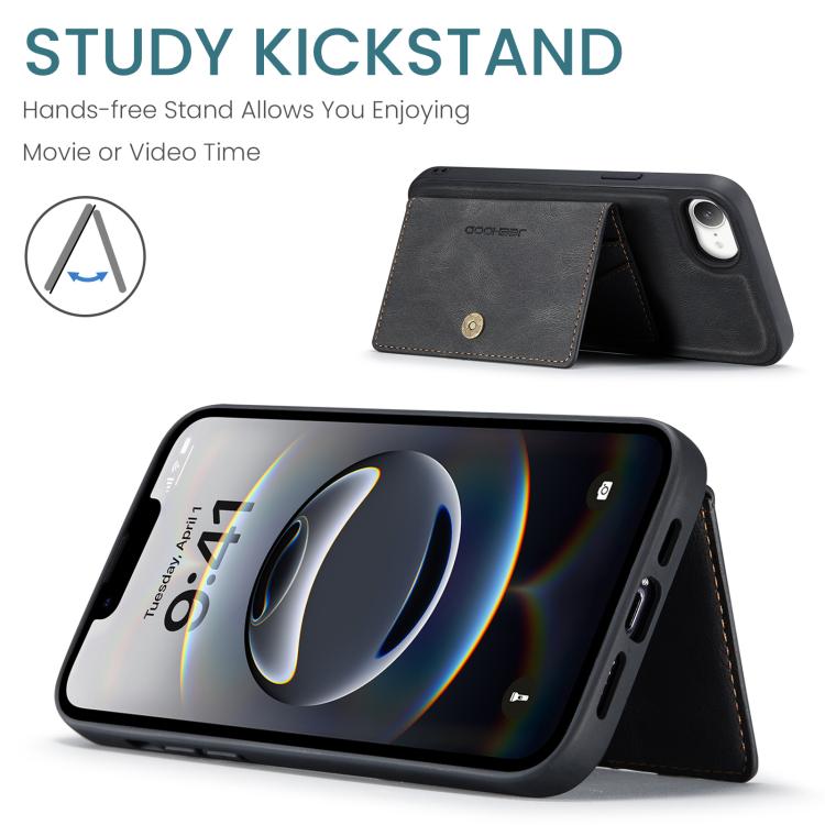 For iPhone 16e JEEHOOD J01 Retro Magnetic Detachable Wallet Phone Case(Black) - free shipping - PMc TechLife - Order now!