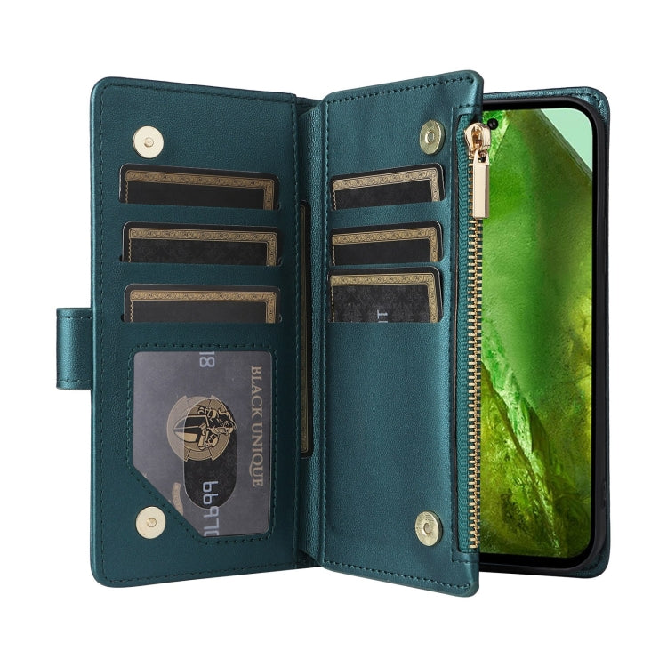 For Google Pixel 8a Crossbody Zipper Wallet Rhombus Leather Phone Case(Green) - Google Cases by PMC TechLife | Online Shopping South Africa | PMC TechLife | Buy Now Pay Later Mobicred