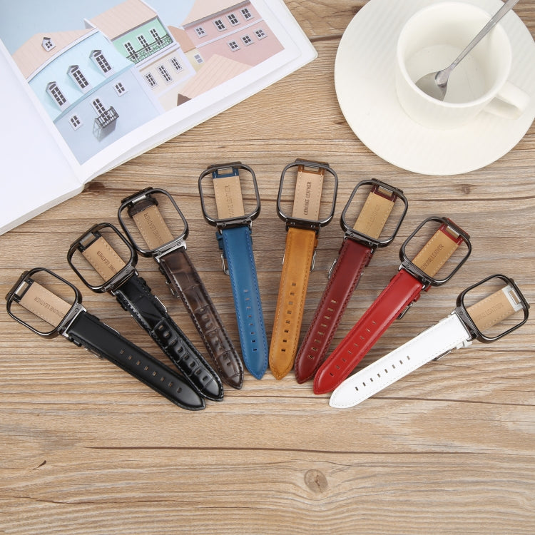 For Redmi Watch 4 Metal Black Frame Genuine Leather Watch Band(Light Brown) - free shipping - PMc TechLife - Order now!