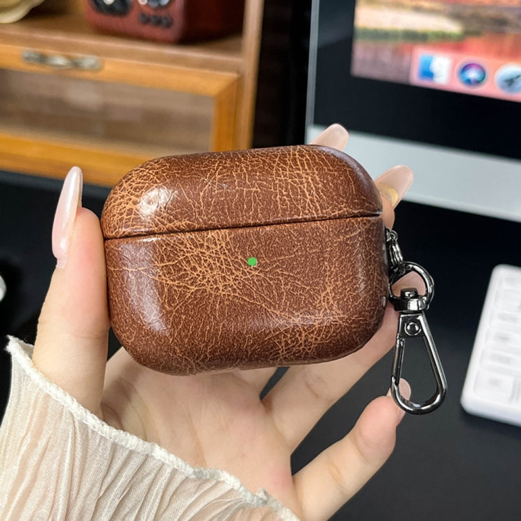 For AirPods 3 Retro Oil Leather Bluetooth Earphones Protective Case(Coffee) - For AirPods 3 by PMC Jewellery | Online Shopping South Africa | PMC Jewellery | Buy Now Pay Later Mobicred