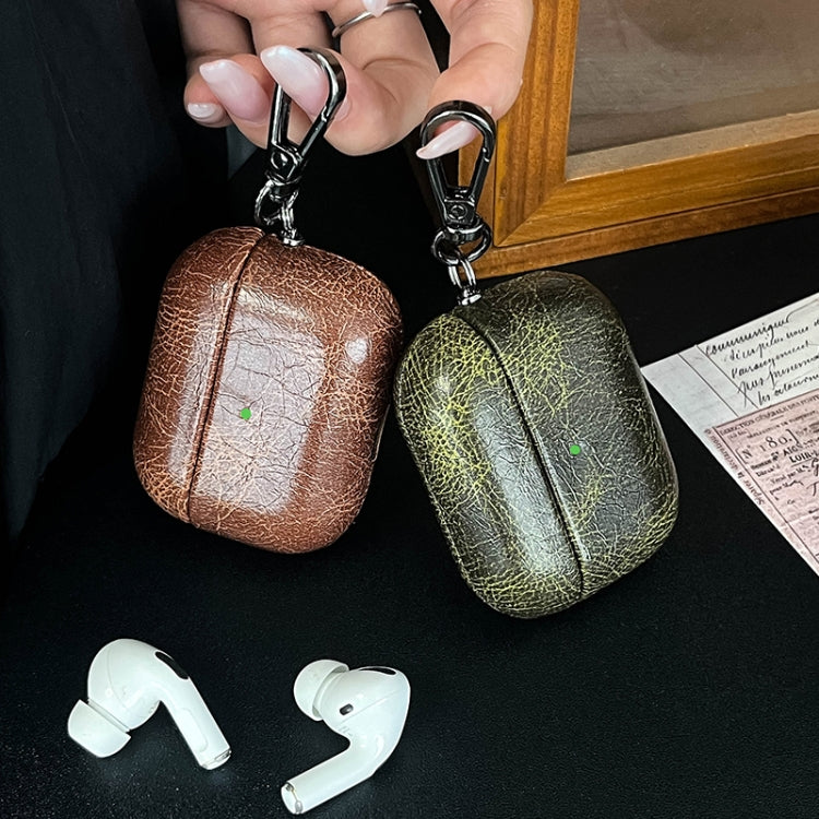 For AirPods Pro Retro Oil Leather Bluetooth Earphones Protective Case(Black) - For AirPods Pro by PMC Jewellery | Online Shopping South Africa | PMC Jewellery | Buy Now Pay Later Mobicred