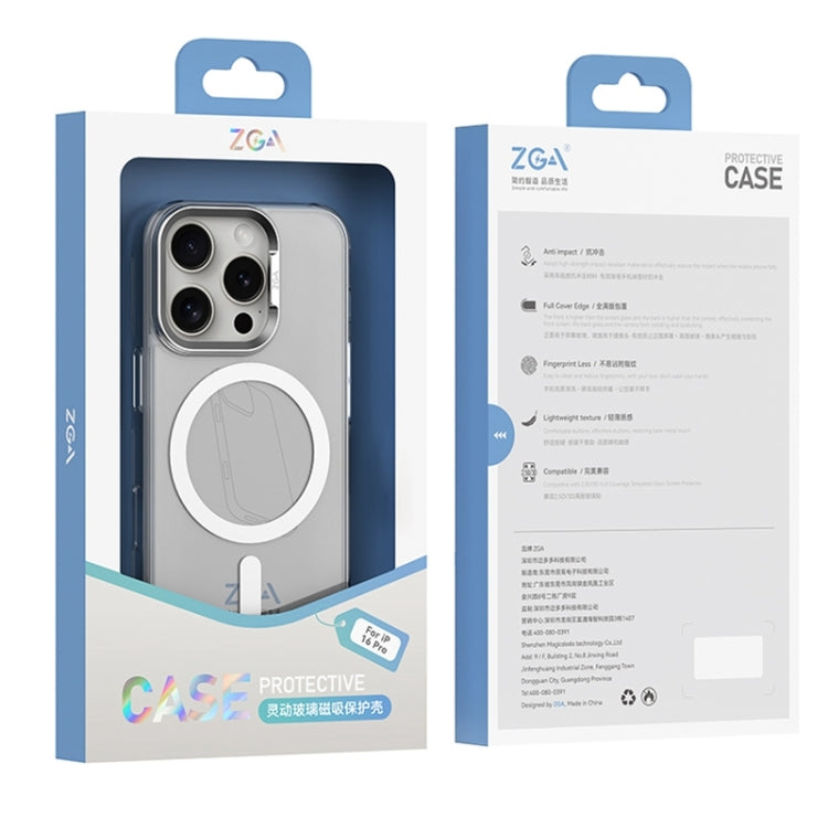 For iPhone 16 Pro Max ZGA Magsafe Clear PC Tempered Glass Phone Case(Frosted White) - iPhone 16 Pro Max Cases by ZGA | Online Shopping South Africa | PMC Jewellery | Buy Now Pay Later Mobicred