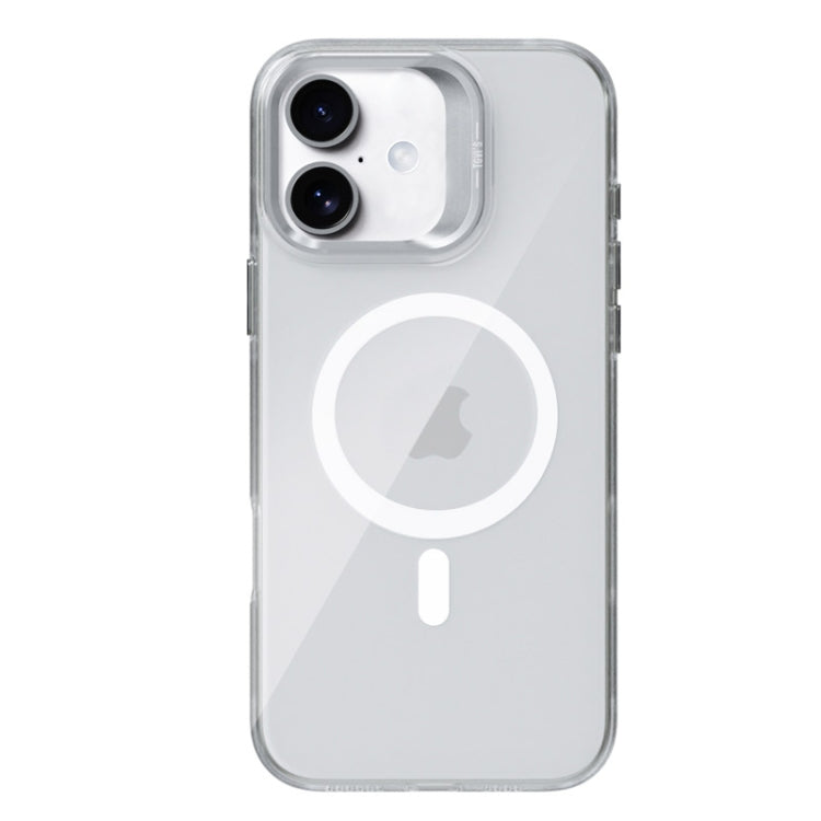 For iPhone 16 TGVIS Stand Series MagSafe Phone Case with Lens Frame Holder(Transparent) - iPhone 16 Cases by TGVIS | Online Shopping South Africa | PMC Jewellery | Buy Now Pay Later Mobicred