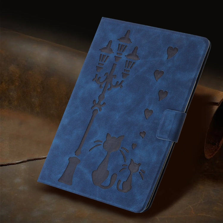For Lenovo Tab M11 / Xiaoxin Pad 2024 Embossed Couple Cat Smart Tablet Leather Case(Blue) - Lenovo by PMC Jewellery | Online Shopping South Africa | PMC Jewellery | Buy Now Pay Later Mobicred