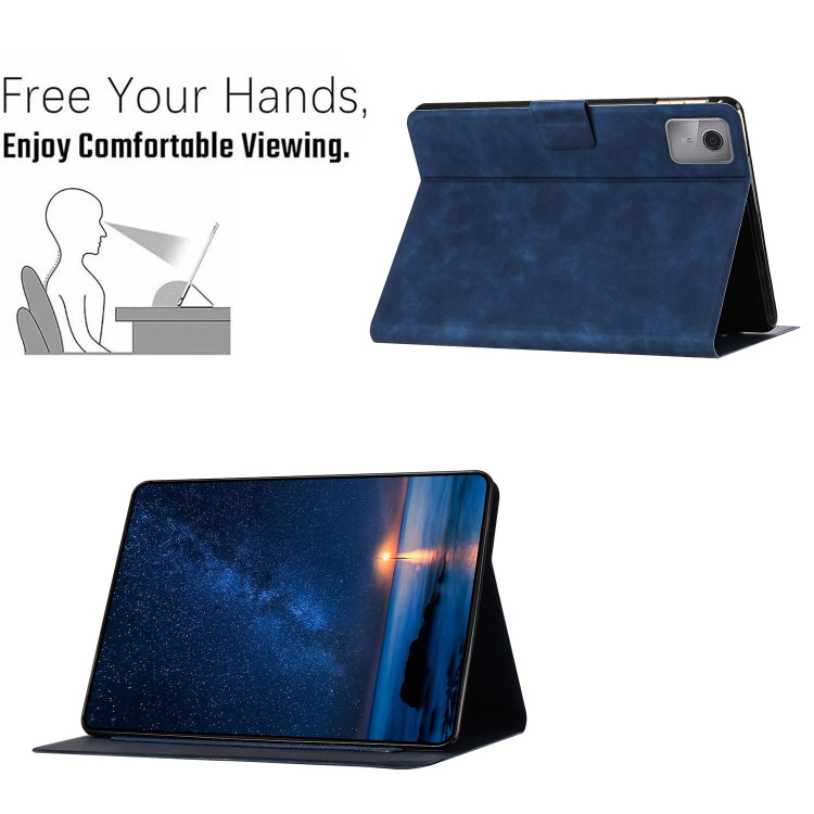 For Lenovo Tab M11 / Xiaoxin Pad 2024 Embossed Couple Cat Smart Tablet Leather Case(Blue) - Lenovo by PMC Jewellery | Online Shopping South Africa | PMC Jewellery | Buy Now Pay Later Mobicred