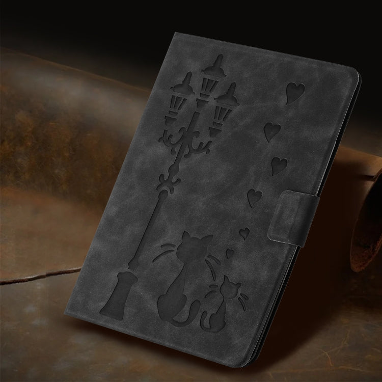 For Lenovo Tab M11 / Xiaoxin Pad 2024 Embossed Couple Cat Smart Tablet Leather Case(Black) - Lenovo by PMC Jewellery | Online Shopping South Africa | PMC Jewellery | Buy Now Pay Later Mobicred