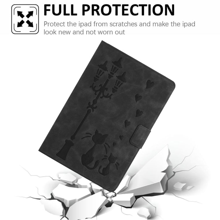 For Lenovo Tab M11 / Xiaoxin Pad 2024 Embossed Couple Cat Smart Tablet Leather Case(Black) - Lenovo by PMC Jewellery | Online Shopping South Africa | PMC Jewellery | Buy Now Pay Later Mobicred