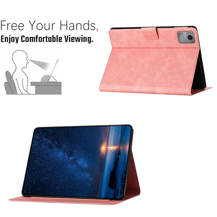 For Lenovo Tab M11 / Xiaoxin Pad 2024 Embossed Couple Cat Smart Tablet Leather Case(Pink) - Lenovo by PMC Jewellery | Online Shopping South Africa | PMC Jewellery | Buy Now Pay Later Mobicred