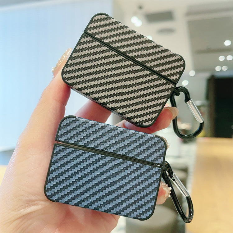 For AirPods Pro 2 Carbon Fiber Square Leather Earphone Case with Hook(Red) - For AirPods Pro 2 by PMC Jewellery | Online Shopping South Africa | PMC Jewellery | Buy Now Pay Later Mobicred