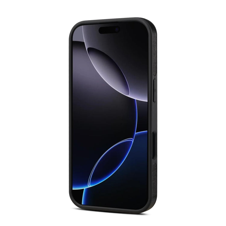 For iPhone 16 Plus Denior A17 Genuine Leather Gear Magnetic Holder Phone Case(Black) - free shipping - PMC Jewellery - Order now!