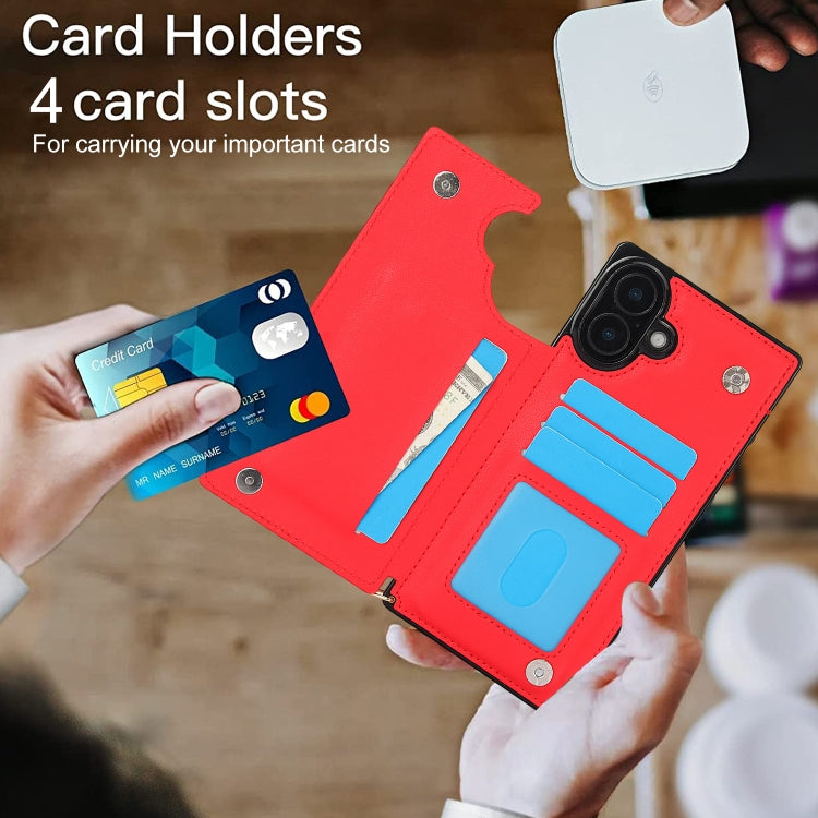 For iPhone 16 Plus Cross-body Zipper Square Phone Case(Red) - free shipping - PMC Jewellery - Order now!