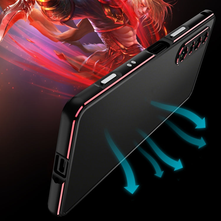 For Sony Xperia 1 VI Aurora Series Lens Protector + Metal Frame Protective Phone Case(Black Red) - Google Cases by PMC TechLife | Online Shopping South Africa | PMC TechLife | Buy Now Pay Later Mobicred