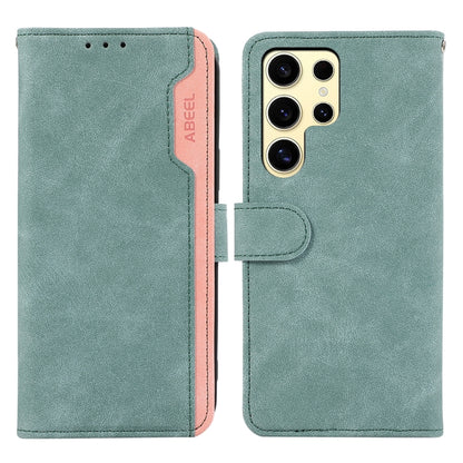 For Samsung Galaxy S25 Ultra 5G ABEEL Color Block Magnetic RFID Leather Phone Case(Cyan-Pink) - Galaxy S25 Ultra 5G Cases by PMC Jewellery | Online Shopping South Africa | PMC Jewellery | Buy Now Pay Later Mobicred