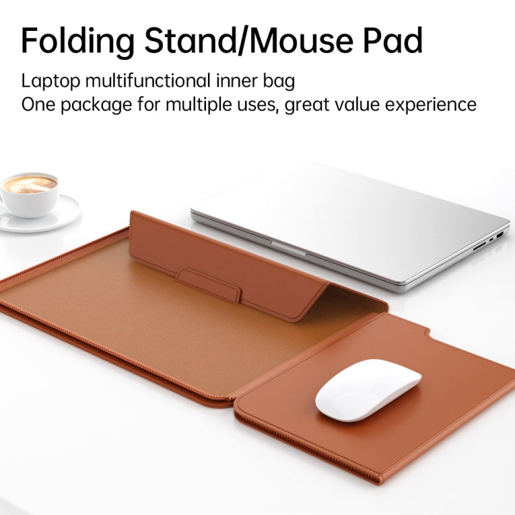 Multifunctional Laptop PU Magnetic Stand Split Liner Bag with Mouse Pad Function, Size:15 inch(Rose Gold) - 15 inch by PMC Jewellery | Online Shopping South Africa | PMC Jewellery | Buy Now Pay Later Mobicred