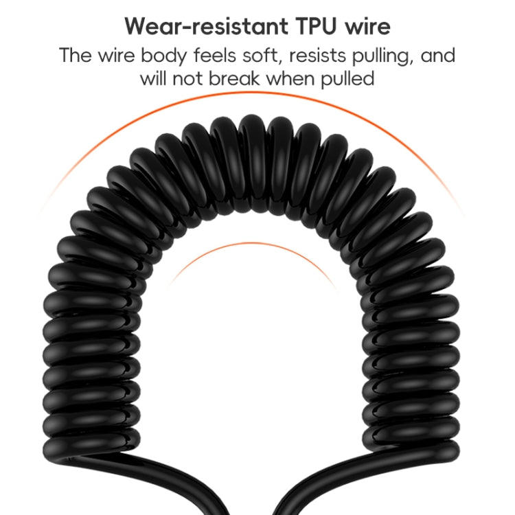 For LeadingIdeal L9 / L8 / L7 / L6 PD65W Type-C Elbow to Type-C, 8 Pin Spring Charging Cable(Black) - Car Charger by PMC TechLife | Online Shopping South Africa | PMC TechLife | Buy Now Pay Later Mobicred