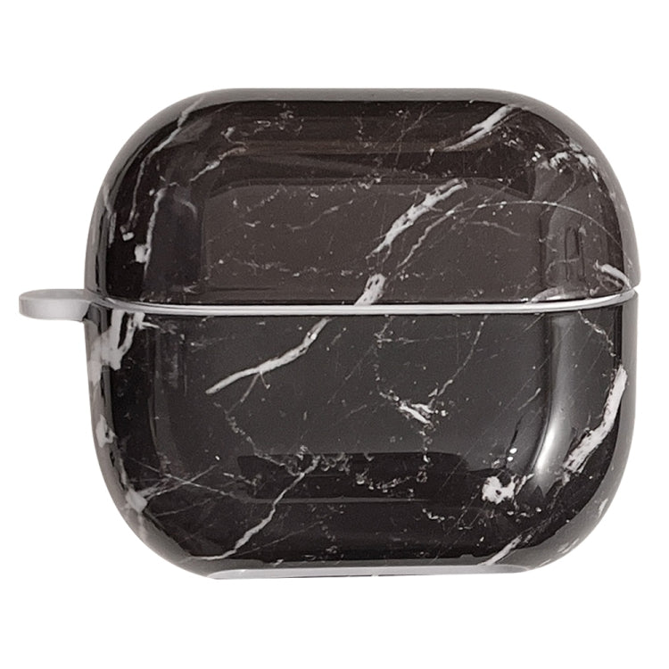 For Samsung Galaxy Buds3 / Buds3 Pro Marble Texture Glossy PC Earphone Protective Case(Black) - Samsung Earphone Case by PMC Jewellery | Online Shopping South Africa | PMC Jewellery | Buy Now Pay Later Mobicred