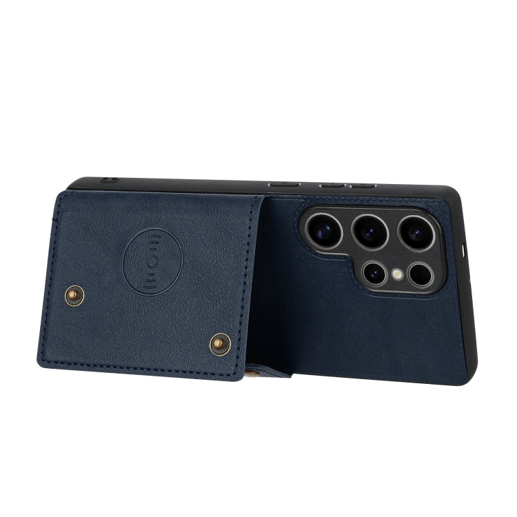 For Samsung Galaxy S25 Ultra 5G Double Buckle Card Slots Magnetic Phone Case(Blue) - Galaxy S25 Ultra 5G Cases by PMC Jewellery | Online Shopping South Africa | PMC Jewellery | Buy Now Pay Later Mobicred