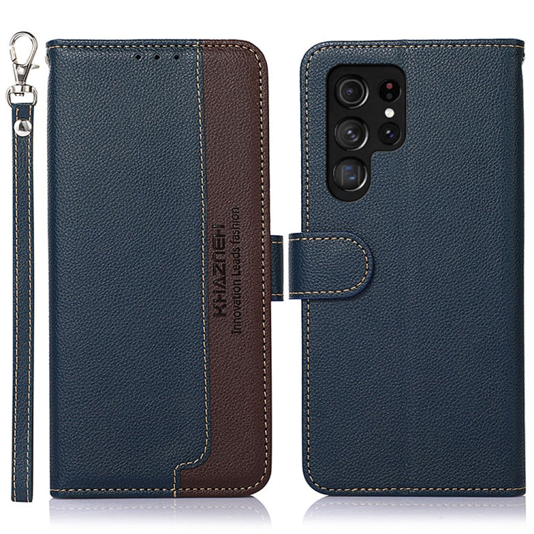 For Samsung Galaxy S25 Ultra KHAZNEH Litchi Texture Leather RFID Phone Case(Blue) - free shipping - PMC Jewellery - Order now!