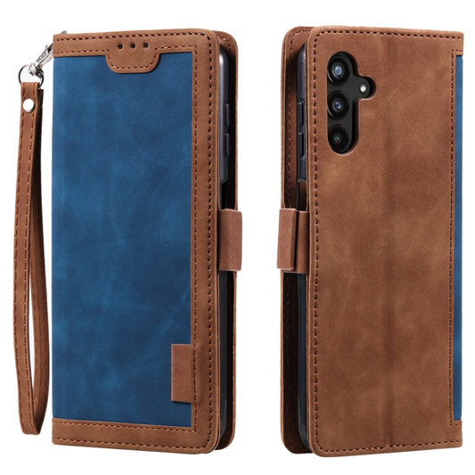 For Samsung Galaxy S25+ 5G Retro Splicing Horizontal Flip Leather Phone Case(Blue) - Galaxy S25+ 5G Cases by PMC Jewellery | Online Shopping South Africa | PMC Jewellery | Buy Now Pay Later Mobicred