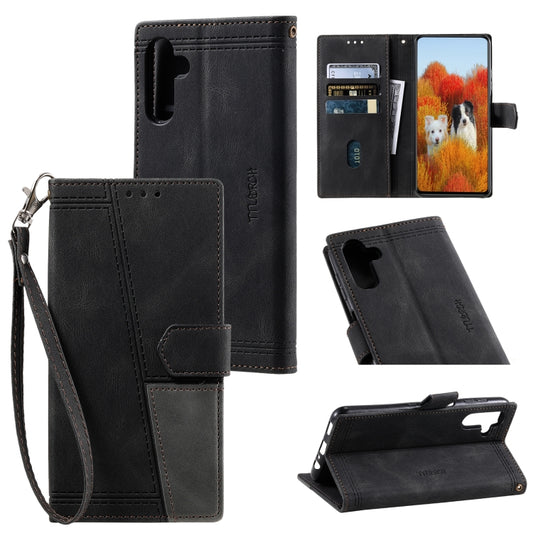 For Samsung Galaxy S25 5G TTUDRCH Embossed Line Splicing Leather Phone Case(Black) - Galaxy S25 5G Cases by PMC Jewellery | Online Shopping South Africa | PMC Jewellery | Buy Now Pay Later Mobicred