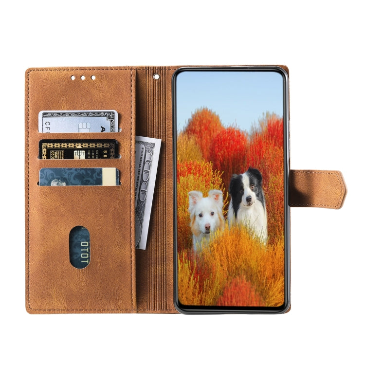 For Samsung Galaxy S25 Ultra 5G TTUDRCH Embossed Line Splicing Leather Phone Case(Brown) - Galaxy S25 Ultra 5G Cases by PMC Jewellery | Online Shopping South Africa | PMC Jewellery | Buy Now Pay Later Mobicred