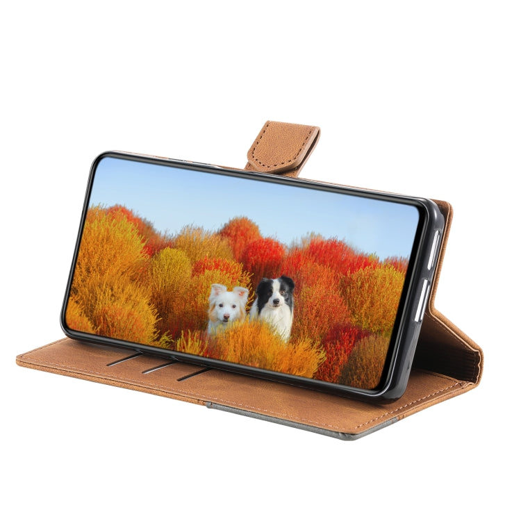 For Samsung Galaxy S25 Ultra 5G TTUDRCH Embossed Line Splicing Leather Phone Case(Brown) - Galaxy S25 Ultra 5G Cases by PMC Jewellery | Online Shopping South Africa | PMC Jewellery | Buy Now Pay Later Mobicred