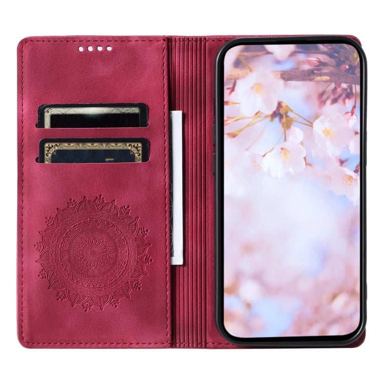 For Samsung Galaxy S25 5G Totem Embossed Magnetic Leather Phone Case(Red) - Galaxy S25 5G Cases by PMC Jewellery | Online Shopping South Africa | PMC Jewellery | Buy Now Pay Later Mobicred