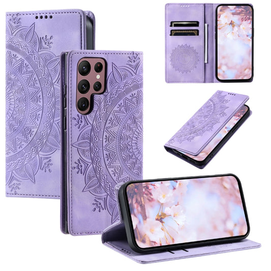 For Samsung Galaxy S25 Ultra 5G Totem Embossed Magnetic Leather Phone Case(Purple) - Galaxy S25 Ultra 5G Cases by PMC Jewellery | Online Shopping South Africa | PMC Jewellery | Buy Now Pay Later Mobicred