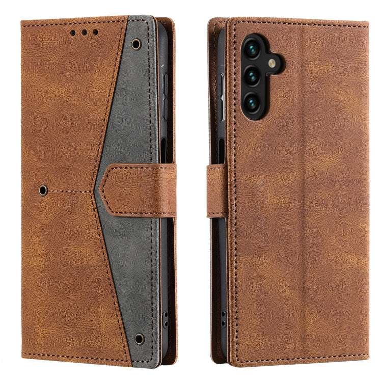 For Samsung Galaxy S25+ 5G Nail Skin Feel Stitching Calf Texture Leather Phone Case(Brown) - Galaxy S25+ 5G Cases by PMC Jewellery | Online Shopping South Africa | PMC Jewellery | Buy Now Pay Later Mobicred