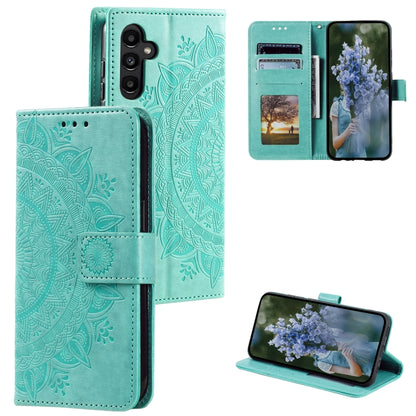 For Samsung Galaxy S25 5G Totem Flower Embossed Leather Phone Case(Green) - Galaxy S25 5G Cases by PMC Jewellery | Online Shopping South Africa | PMC Jewellery | Buy Now Pay Later Mobicred