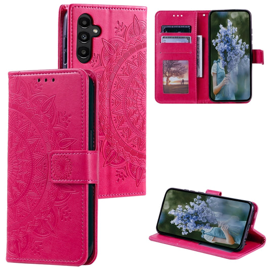 For Samsung Galaxy S25 5G Totem Flower Embossed Leather Phone Case(Red) - Galaxy S25 5G Cases by PMC Jewellery | Online Shopping South Africa | PMC Jewellery | Buy Now Pay Later Mobicred