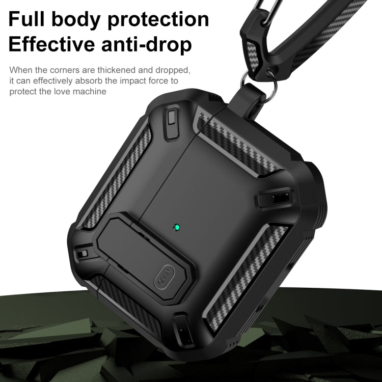 For AirPods 4 Shield Shockproof Earphone Protective Case with Hook(Black Red) - For AirPods 4 by PMC Jewellery | Online Shopping South Africa | PMC Jewellery | Buy Now Pay Later Mobicred
