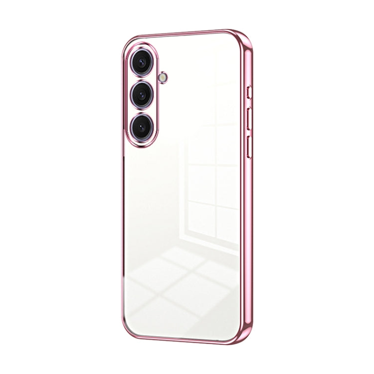 For Samsung Galaxy S25+ 5G Transparent Plating Fine Hole Phone Case(Pink) - Galaxy S25+ 5G Cases by PMC Jewellery | Online Shopping South Africa | PMC Jewellery | Buy Now Pay Later Mobicred