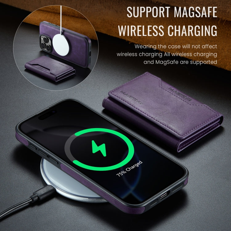 For iPhone 16 Pro DG.MING MAGKING-K2 Series MagSafe RFID Card Bag Detachable Phone Case(Purple) - iPhone 16 Pro Cases by DG.MING | Online Shopping South Africa | PMC Jewellery | Buy Now Pay Later Mobicred