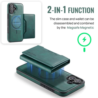 For iPhone 16 Plus DG.MING MAGKING-K2 Series MagSafe RFID Card Bag Detachable Phone Case(Green) - iPhone 16 Plus Cases by DG.MING | Online Shopping South Africa | PMC Jewellery | Buy Now Pay Later Mobicred