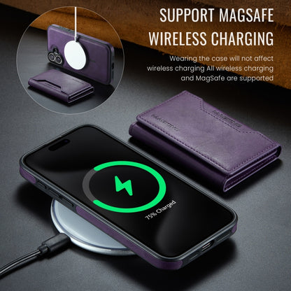 For iPhone 16 Plus DG.MING MAGKING-K2 Series MagSafe RFID Card Bag Detachable Phone Case(Purple) - iPhone 16 Plus Cases by DG.MING | Online Shopping South Africa | PMC Jewellery | Buy Now Pay Later Mobicred