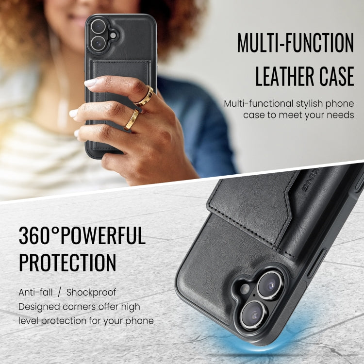 For iPhone 16 DG.MING MAGKING-K2 Series MagSafe RFID Card Bag Detachable Phone Case(Black) - iPhone 16 Cases by DG.MING | Online Shopping South Africa | PMC Jewellery | Buy Now Pay Later Mobicred