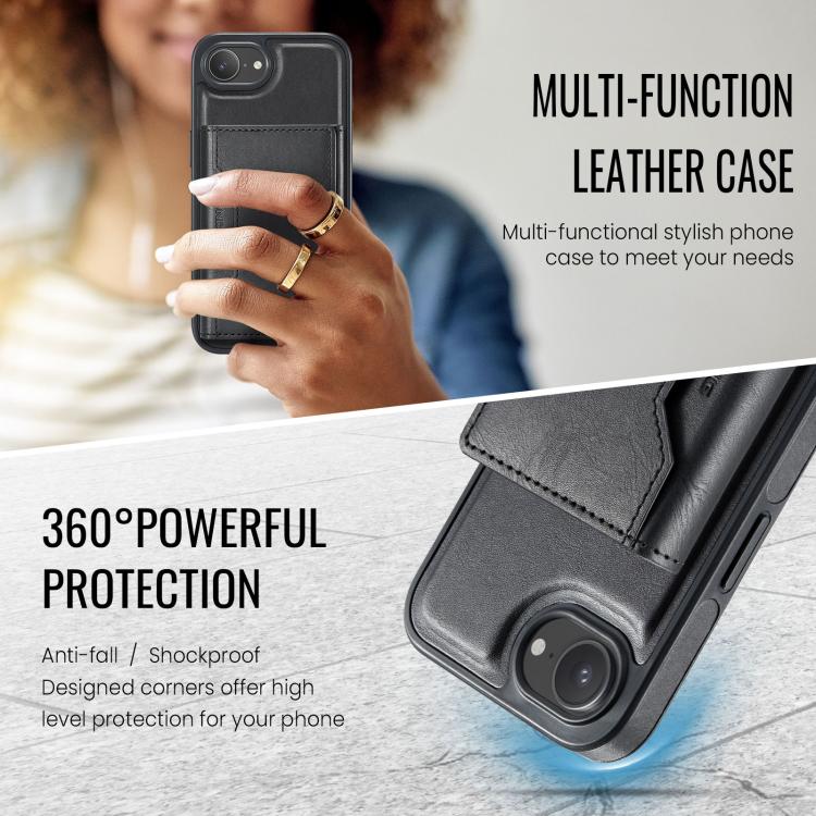 For iPhone 16e DG.MING MAGKING-K2 Series MagSafe RFID Card Bag Detachable Phone Case(Black) - free shipping - PMc TechLife - Order now!