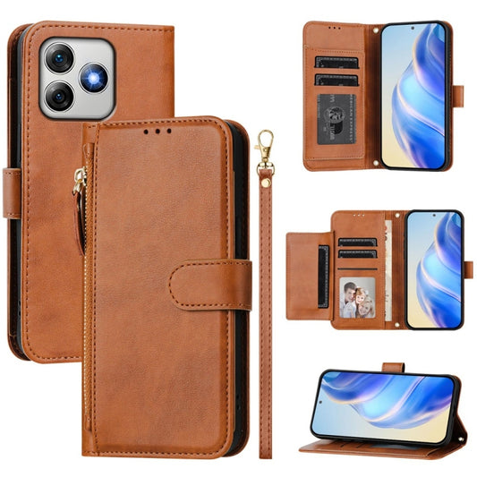 For Ulefone Note 18 Ultra Multi-Card Slots Zipper Wallet Leather Phone Case(Brown) - Ulefone Cases by PMC Jewellery | Online Shopping South Africa | PMC Jewellery | Buy Now Pay Later Mobicred