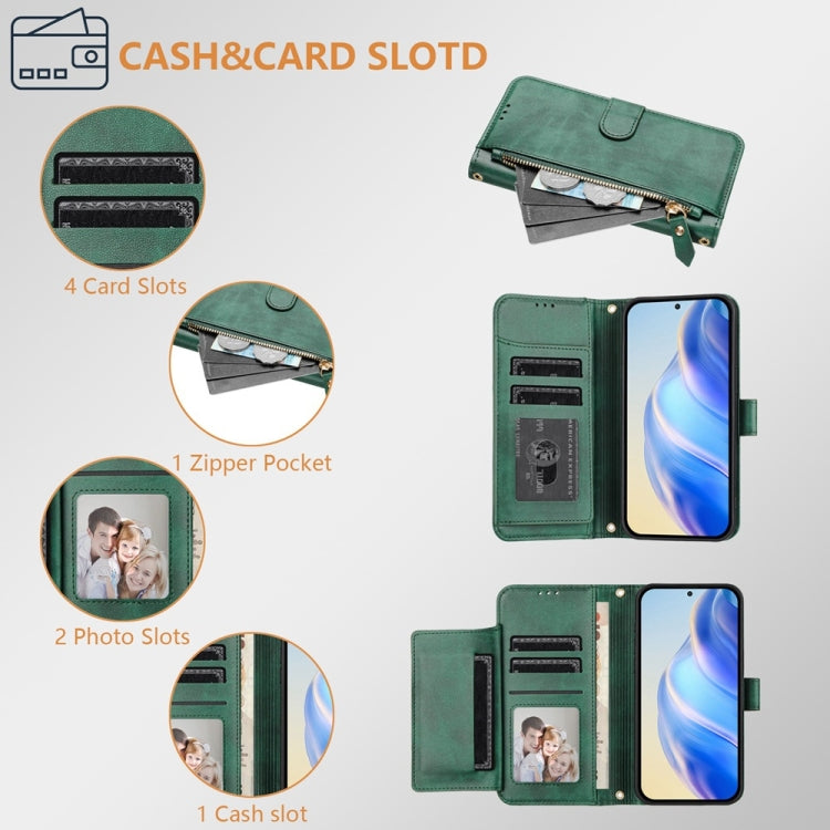 For Huawei Pura 70 Pro / Pura 70 Pro+ Multi-Card Slots Zipper Wallet Leather Phone Case(Green) - Huawei Cases by PMC Jewellery | Online Shopping South Africa | PMC Jewellery | Buy Now Pay Later Mobicred