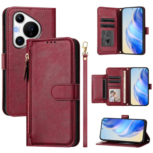 For Huawei Pura 70 Pro / Pura 70 Pro+ Multi-Card Slots Zipper Wallet Leather Phone Case(Dark Red) - Huawei Cases by PMC Jewellery | Online Shopping South Africa | PMC Jewellery | Buy Now Pay Later Mobicred