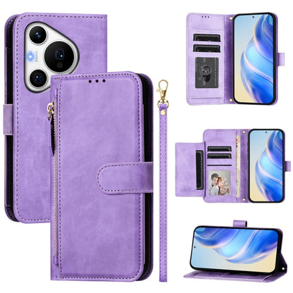 For Huawei Pura 70 Pro / Pura 70 Pro+ Multi-Card Slots Zipper Wallet Leather Phone Case(Purple) - Huawei Cases by PMC Jewellery | Online Shopping South Africa | PMC Jewellery | Buy Now Pay Later Mobicred