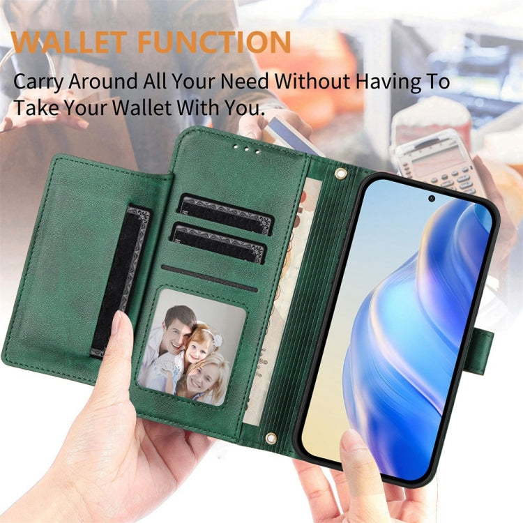 For Honor Magic6 Pro 5G Global Multi-Card Slots Zipper Wallet Leather Phone Case(Green) - Honor Cases by PMC Jewellery | Online Shopping South Africa | PMC Jewellery | Buy Now Pay Later Mobicred